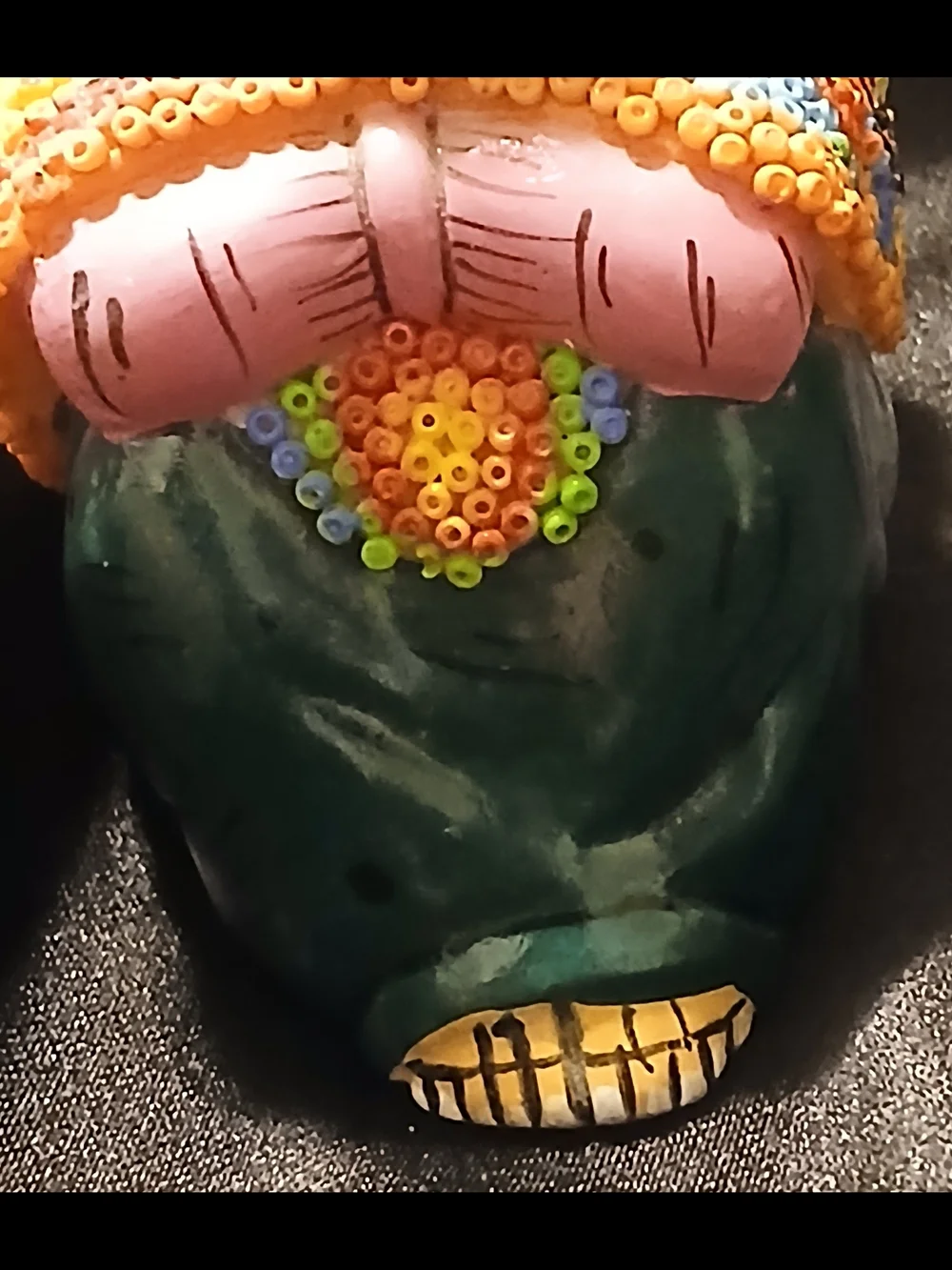 Handcrafted Mexican Folk Art Ornament  Intricate Sombrero Huichol Style Beaded